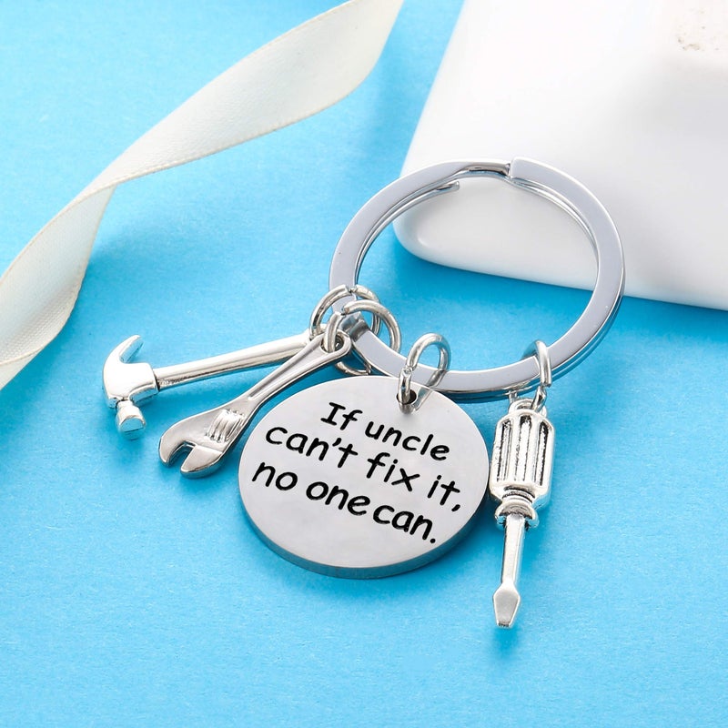 Nimteve Uncle Gifts Funny Uncle Keychain Birthday Gift for Uncle Key Chain Uncle Keyring Fathers Day Uncle Gift (If uncle can't fix it, no one can) - Image 3